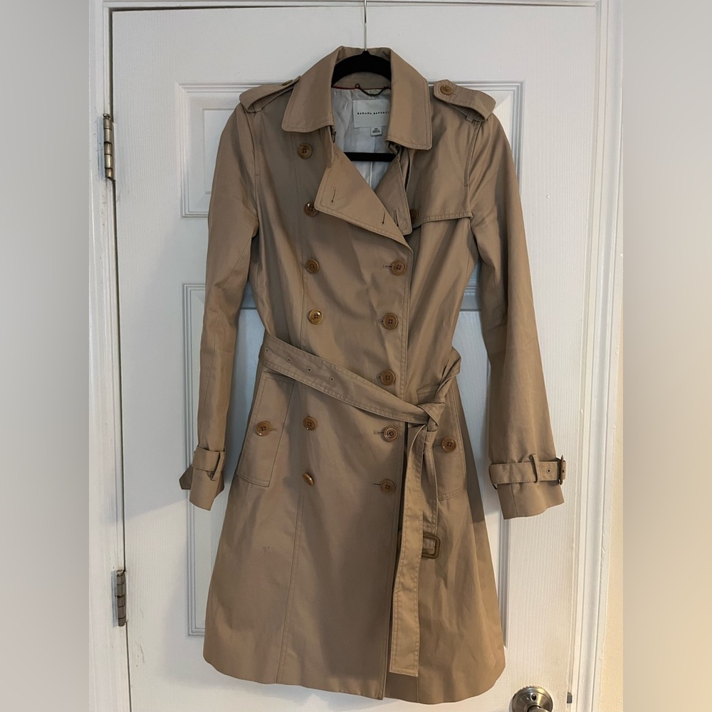 Banana Republic Tan Trench Coat with Belted Waist